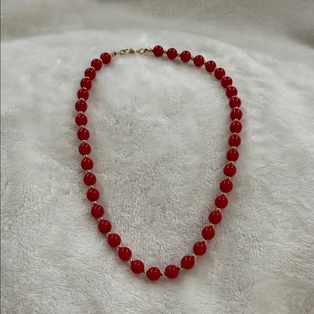 Monet Vibrant Red Beaded Chocker Necklace
